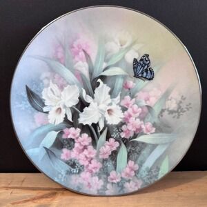 Vintage 1991 Sapphire Wings Butterflies and White Iris Collectable Plate